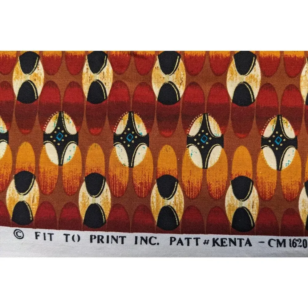 Vintage Ethnic Tribal Cotton Fabric FIT TO PRINT Kente Cloth Kenta Almost 2 Yds